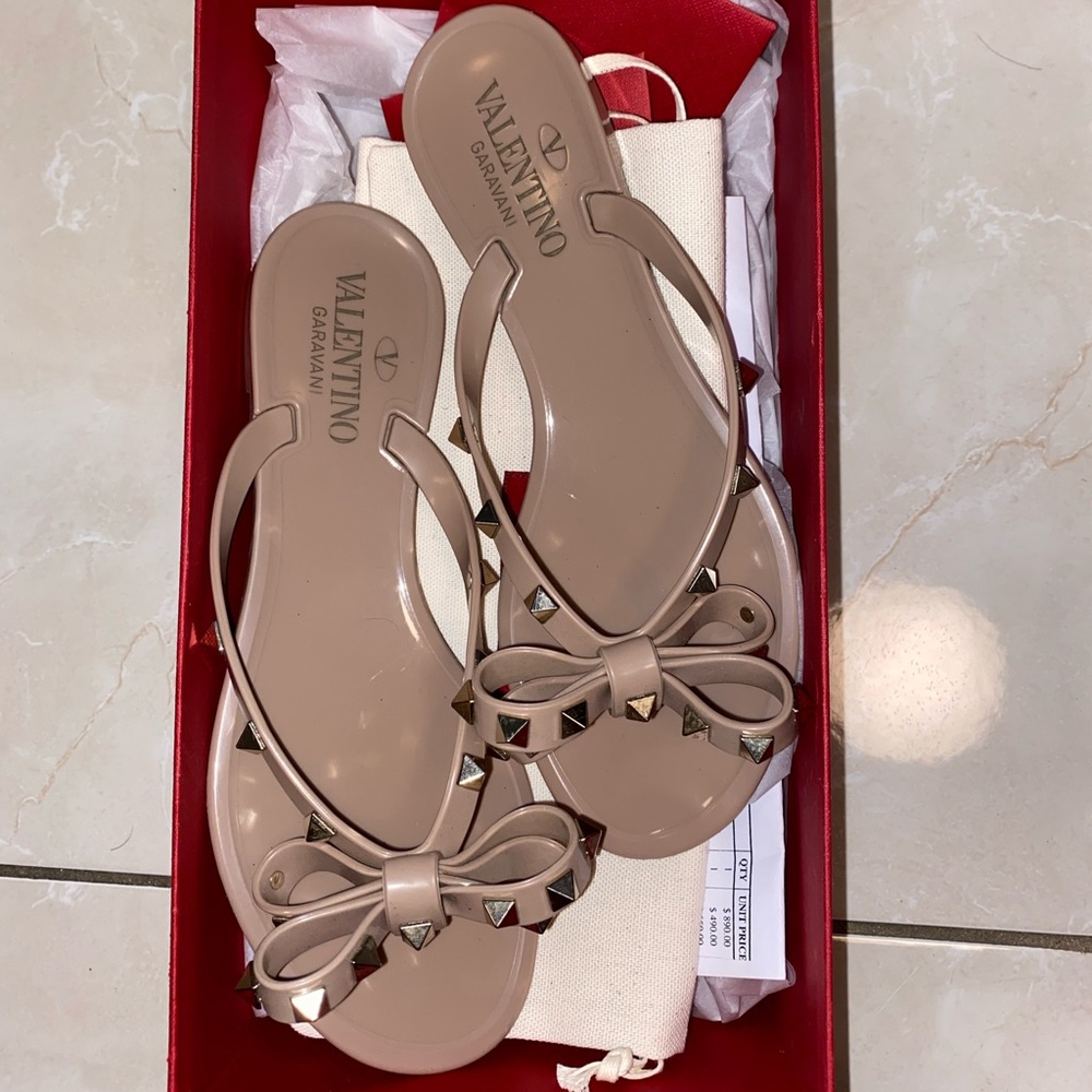 Valentino Garavani Rockstud PVC Flat Thong Sandals